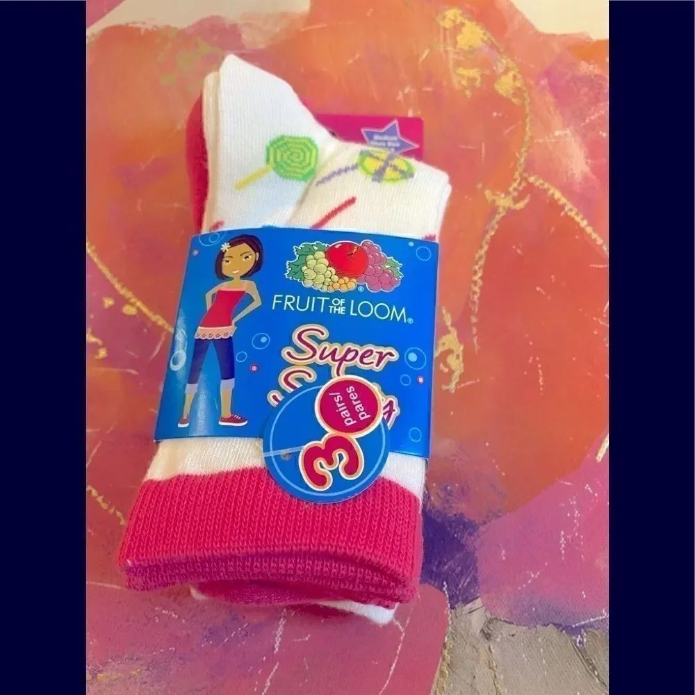 🎀Fruit Of The Loom 3 pairs Girls Socks 10 1/2-4